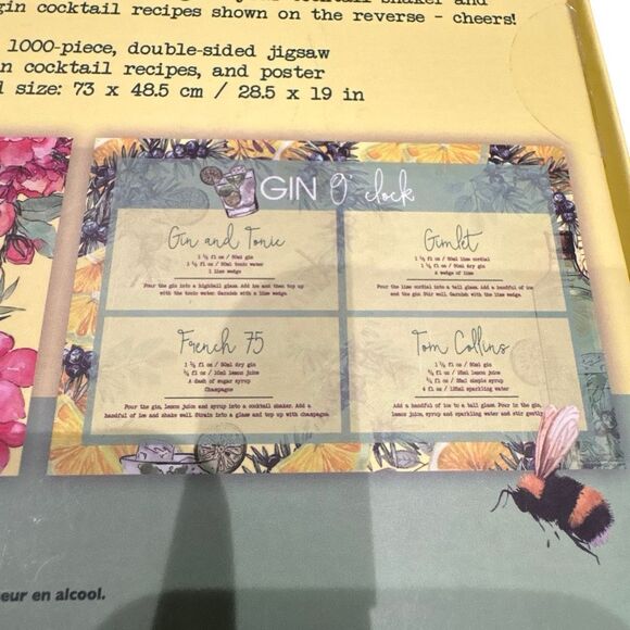 Gin Double Sided 1000 Piece Jigsaw Puzzle Poster w/ 4 Recipes 28" X 19" Complete - Picture 6 of 7